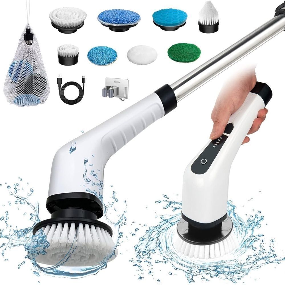 Electric Spin Cordless Power Scrubber w/ 8 Replaceable Drill Brush Heads